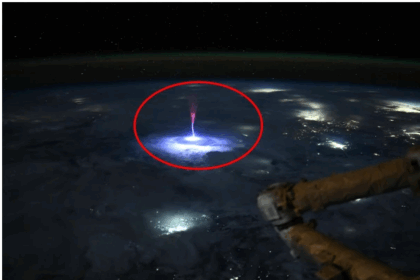 NASA astronaut aboard ISS capturing the lightning event